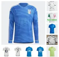 2023 italy soccer jerseys Player version maglie da calcio Long Sleeve TOTTI CHIESA Training suit Italia 23 24 goalkeeper football Shirt T Men set kit uniform 2024