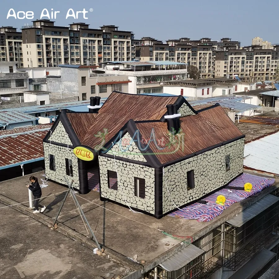 Kaliteli Dev Şişme İrlanda Pub Bar Çadır Tam Baskılar Parti veya Etkinlik için Barınak