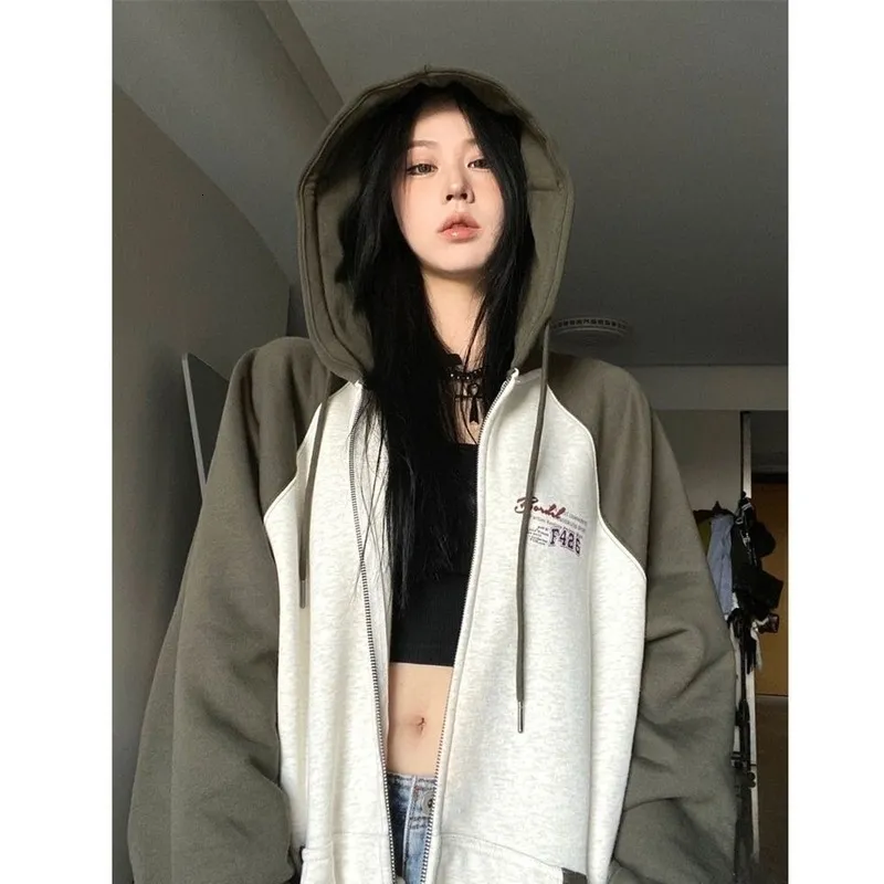 Dames Hoodies Sweatshirts HOUZHOU Kaus Vintage Wanita Pakaian Jalanan Y2k Musim Gugur Tipis Lengan Panjang Hoodie Harajuku Mode Korea Ukuran Besar 230328