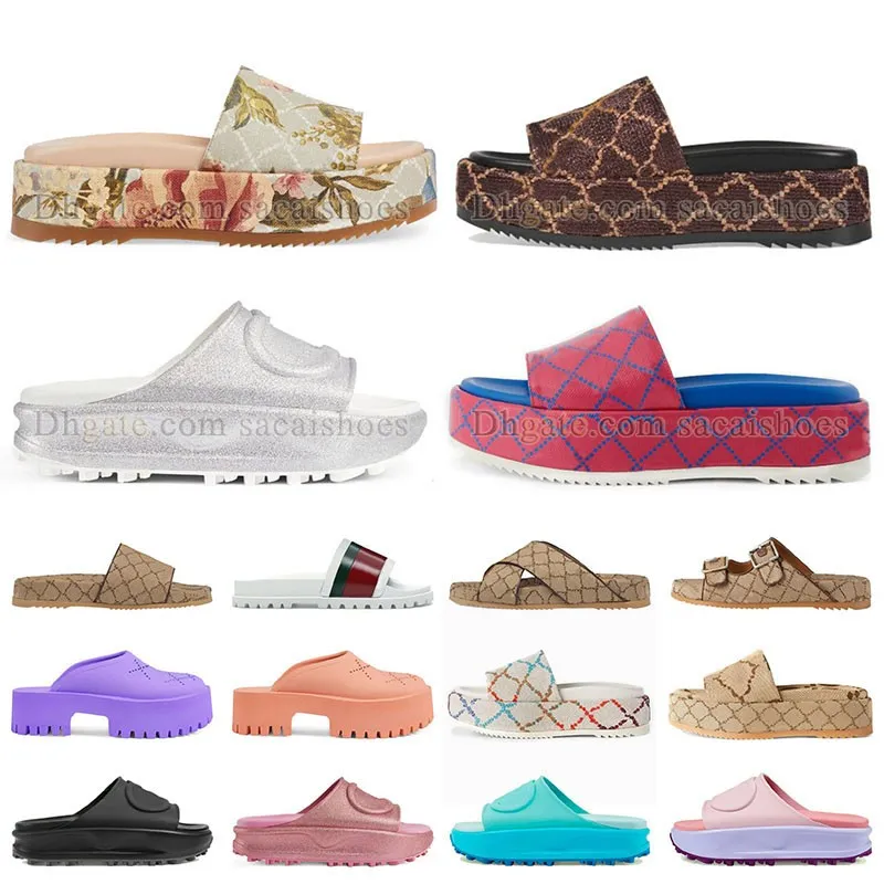 2023 NY OG Designer Sandaler Famous Woman Man Summer Slipper Foam Gummi Slides Top Quality Luxurys Black Pink Flowers Embroidery House Canvas Plaid Coach Sandales