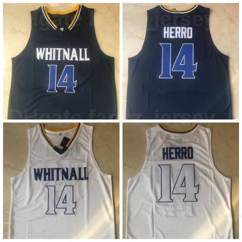 NCAA Whitnall High School 14 Tyler Herro Jersey Man Man Basketball Navy White Team Away Oddychany Pure Cotton Shirt University For Sport Fan Fan najwyższej jakości w sprzedaży