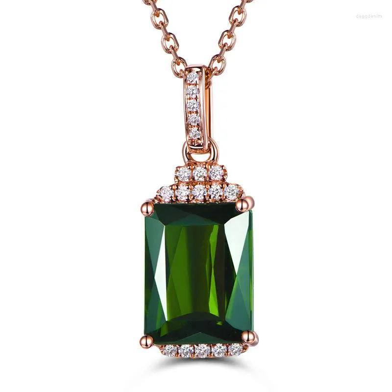 Pendant Necklaces European And American Style Rectangular Emerald Imitation Green Tourmaline Girl