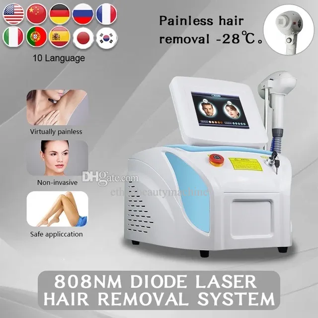 3 comprimentos de onda Diodo Laser 755 808 1064nm Remoção de cabelo Máquina de resfriamento de cabeça de cabeça DINVERIA EPILADOR DE EPILADOR THELO CORPO DE CABELO