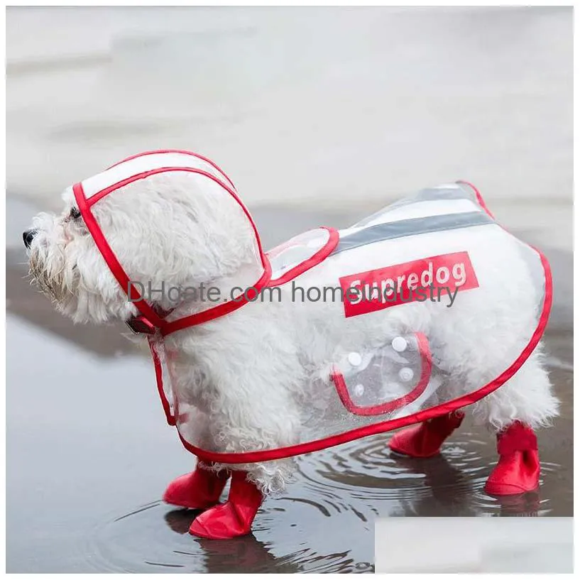 Dog Apparel Luxury Designer Pet Waterproof Transparent Raincoat Spring And Summer Reflective Strip Poncho T Shirt Teddy Cat For Midd Dhouv