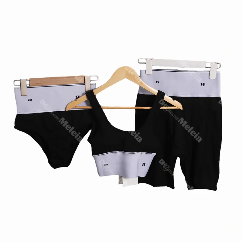 Conjuntos de três peças de roupa de banho cintura alta maiô para mulheres verão shorts de fitness designer esporte sutiã leggings senhora biquinis conjunto