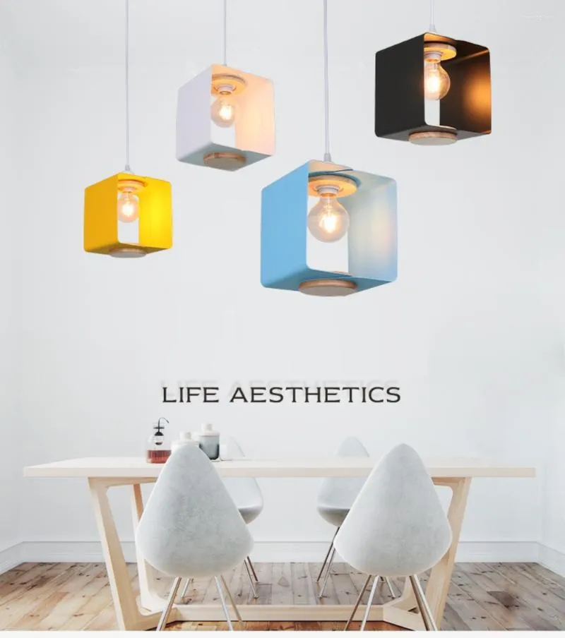 Pendantlampor LED -lampa Creative Minimalist Nordic Macaron Modern Art Dining Table smides järnstångskläder