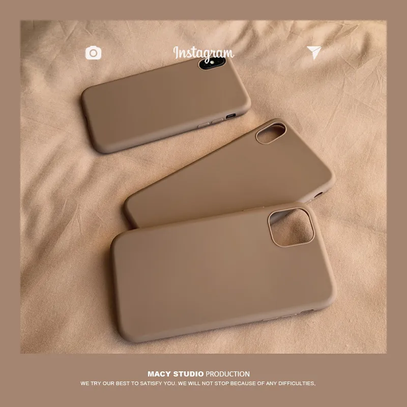 Lusso per iPhone 13 14 pro max custodie Retro marrone tinta unita semplice coppia coreana Custodia per telefono Cover in silicone per Coque IPhone 12 Mini 11 Pro Xs Max 7 8