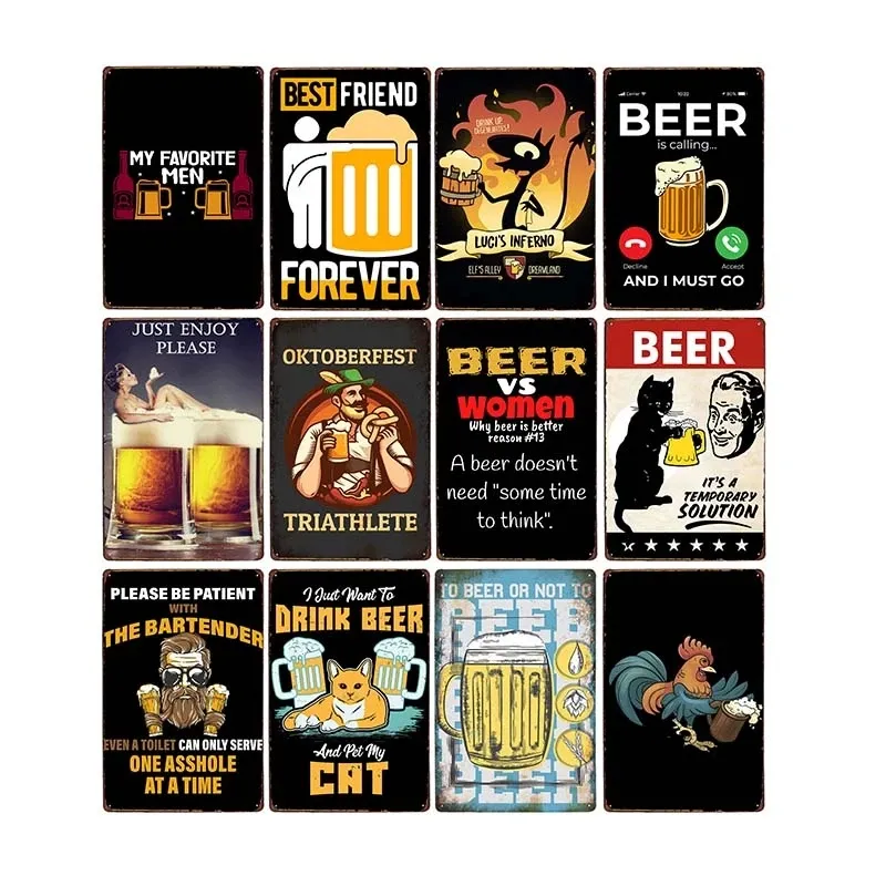 Vintage Beer Brewing Drinks Carteles de chapa de metal Placas de metal Club Accesorios Shabby Chic Decor Plate Bar Cafe Placa de pared Art Poster 30X20cm W03