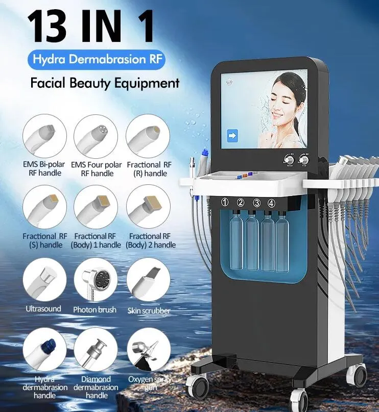 NOVITÀ 13 in 1 Diamond Dermoabrasione hydra facial Microdermabrasion Machine Macchina per la cura della pelle Macchina per la rimozione dei punti neri pelle che pulisce profondamente il ringiovanimento della pelle