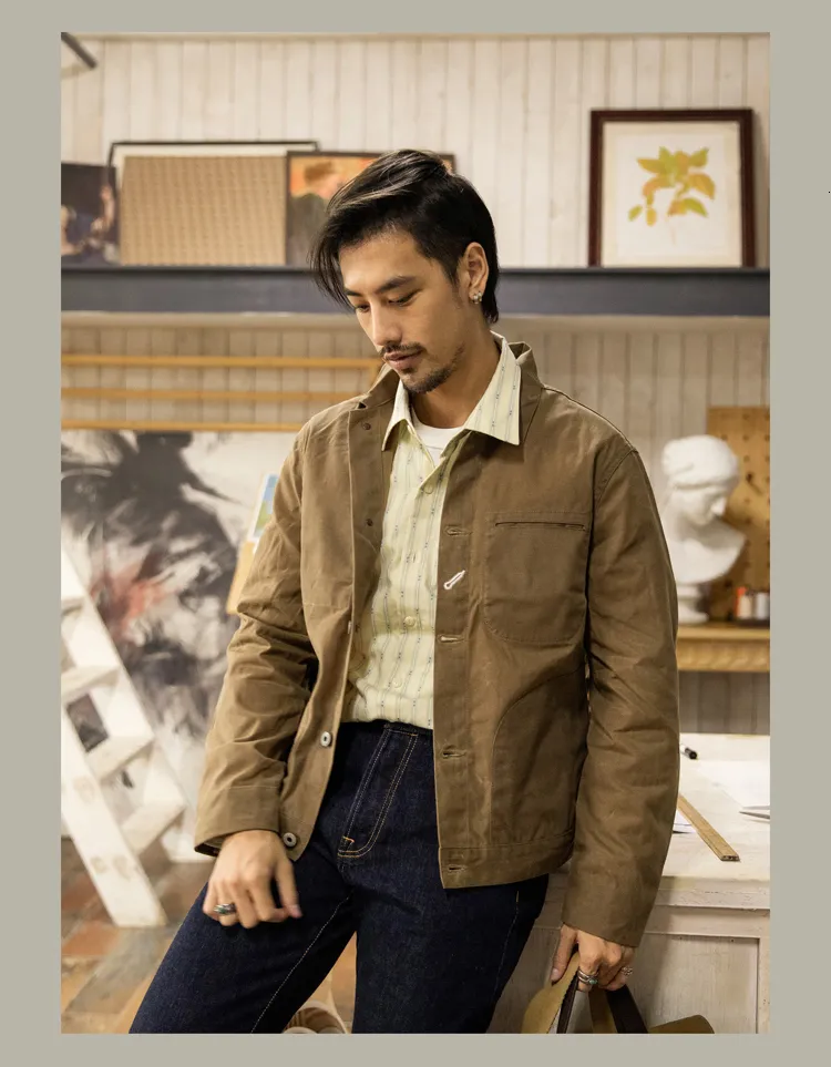 Red Tornado Waxed Canvas Vintage Jackets Men With Blanket