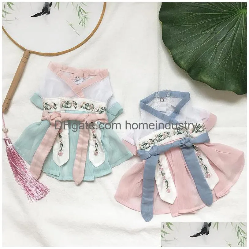 Hundebekleidung Designer Pet Hanfu Two Legs Wear für mittelkleine Hunde Xssmlxl Drop Delivery Home Garden Supplies Dhcmx