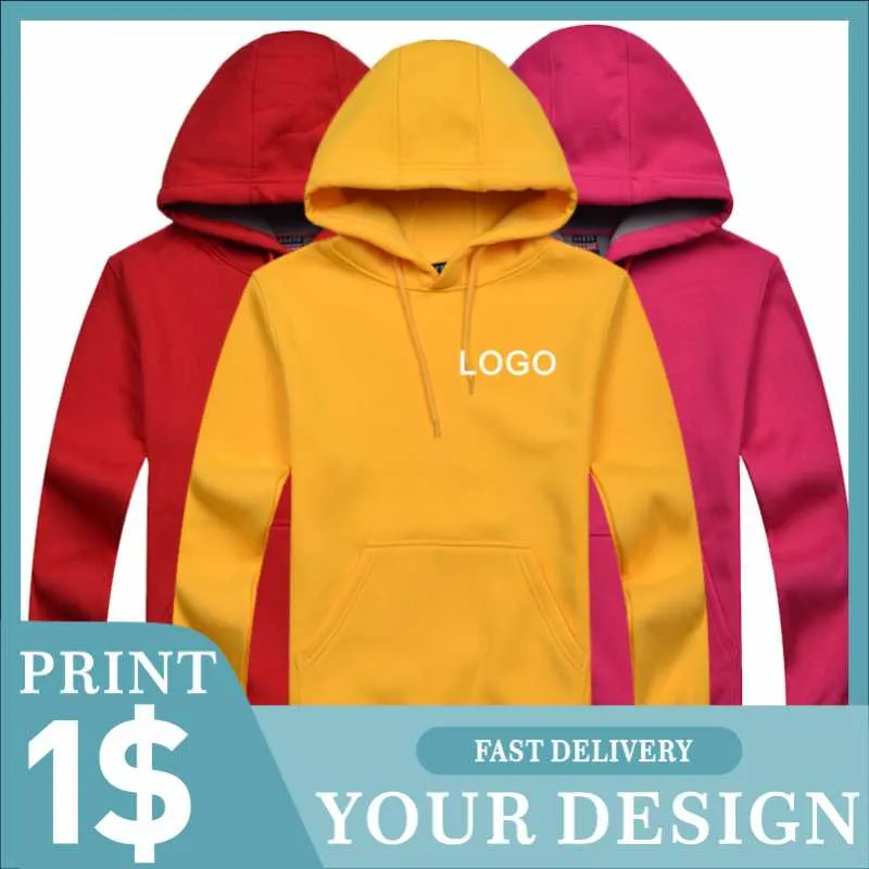 Men's Hoodies & Sweatshirts CLARE2023-customized Couple Warm Jacket Can Be Printed With Exclusive Logo Pure Color Plus Velvet Trend