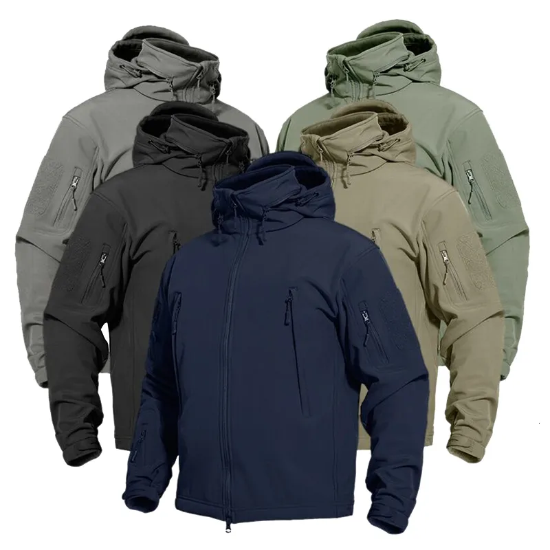 Giubbotti da uomo Giubbotti tattici softair da uomo Soft Shell Pelle di squalo Giacca calda multitasche Militare Forze speciali americane Esercito Cappotti da uomo Taglie forti 230329