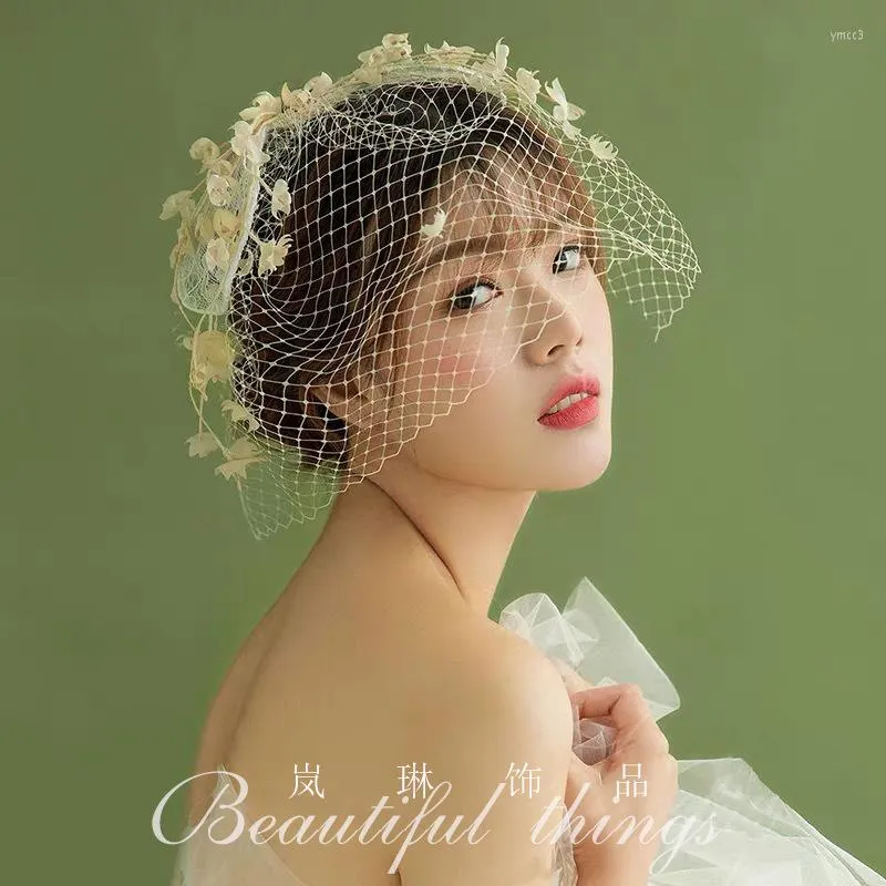أغطية الرأس جميلة زهرة بيضاء زهرة الدانتيل مشبك مشبك حجاب العروس باريتس