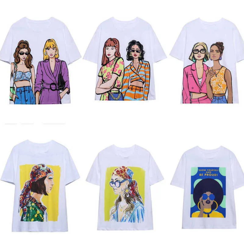 Camiseta feminina para meninas imprimidas 2023 Designer de verão Tops New Fashion Round pescoço de manga curta camiseta