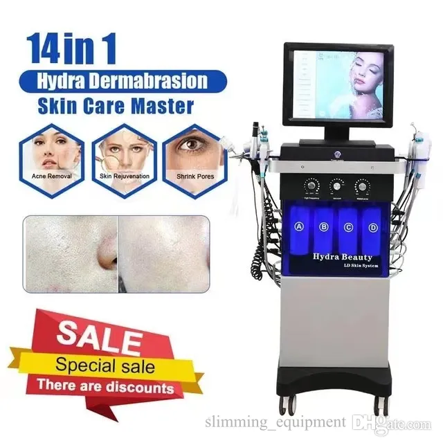 14 I 1 Beauty Salon Multifunctional Beauty Beauty Equipment H2O2 Vatten Syre Jet skal ansiktsvård Hydra Dermabrasion Machine CE godkänd