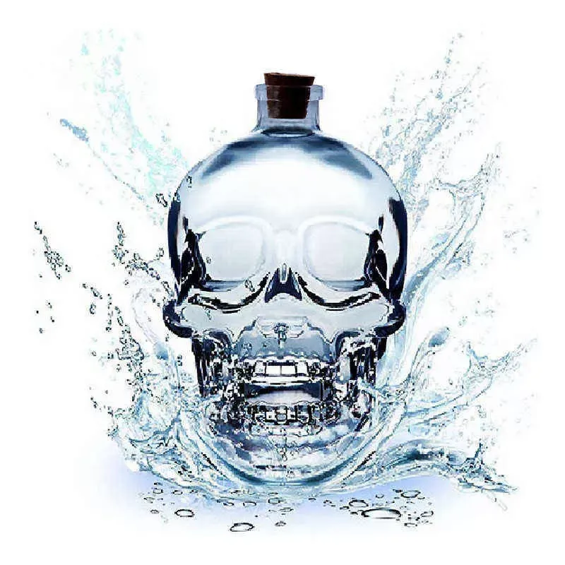 Crystal Water Bottle Skull Decanter Liquid Glass Bottle With Wooden Cork Skull Glass For Beer Wine Whiskey Scotch Vodka Bar Tool