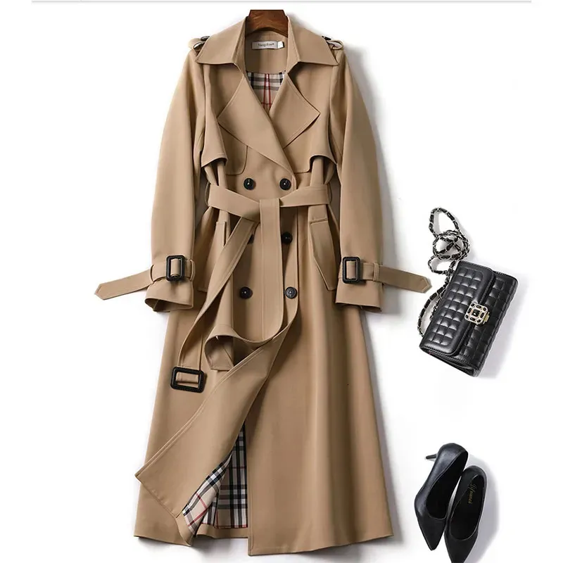 Trench da donna di media lunghezza 2023 Primavera Autunno Allmatch Giacca cappotto coreano stile britannico Temperamento Giacche a vento femminili 230329