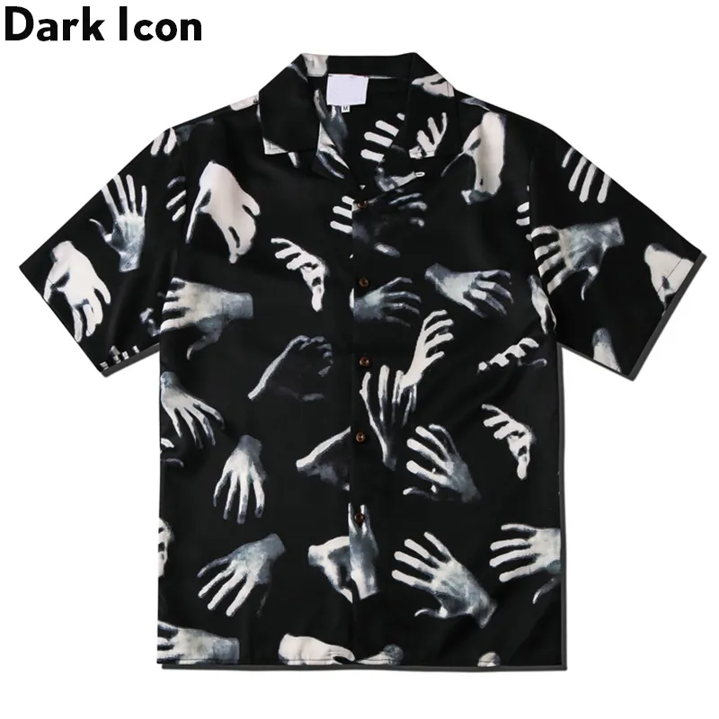 Chemises décontractées pour hommes Dark Icon Imprimé Vintage Street Shirts For Men Summer Hawaiian Shirts Mâle Top 230329