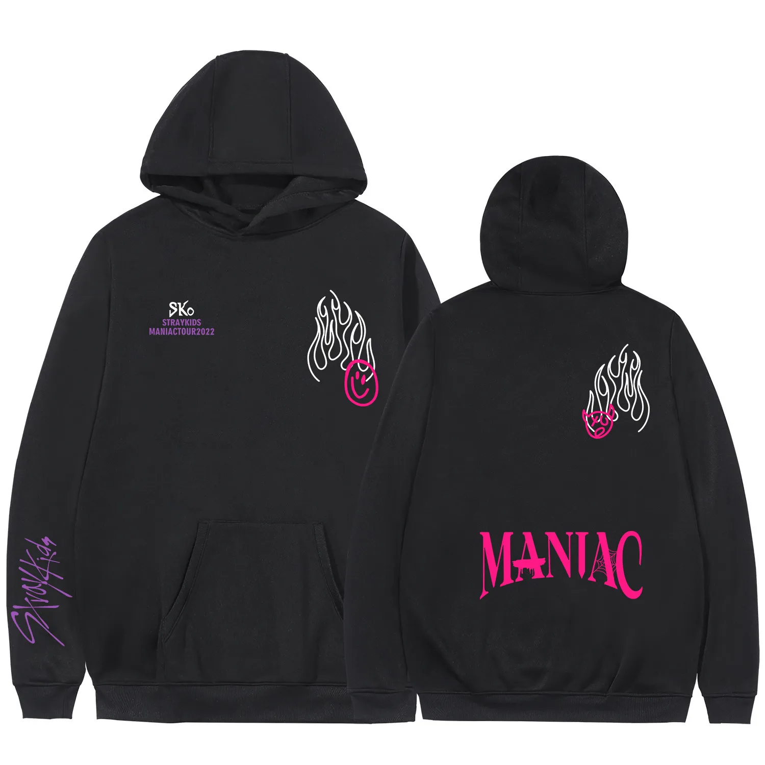 Womens Hoodies Sweatshirts Stray Kids Kpop Costumes Women Maniac tröja Pullover med framfickor 230329