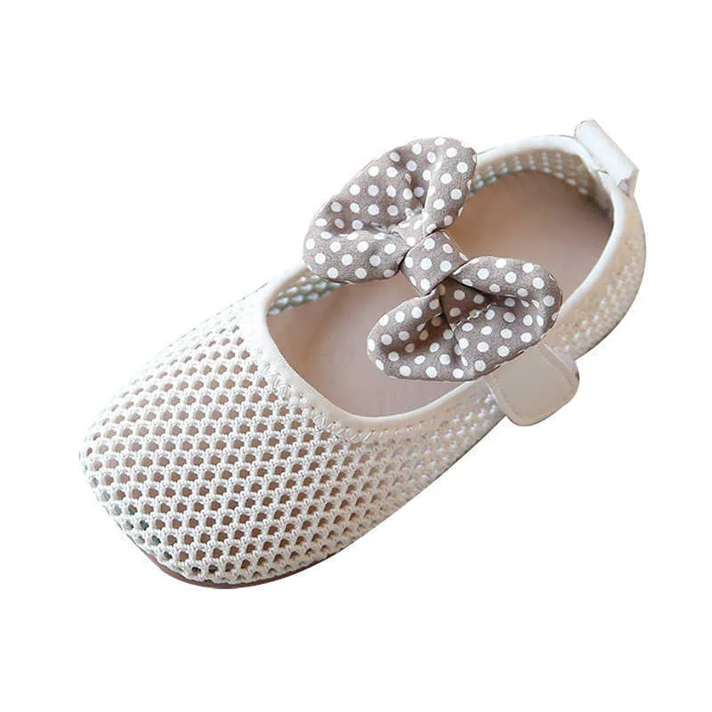Athletic Outdoor 2023 Spring Summer Girls Shoes Air Mesh Breathable Kids Casual Shoes Children's Flats Cut-outs Bow-knot Sweet Princess Chic Soft W0329