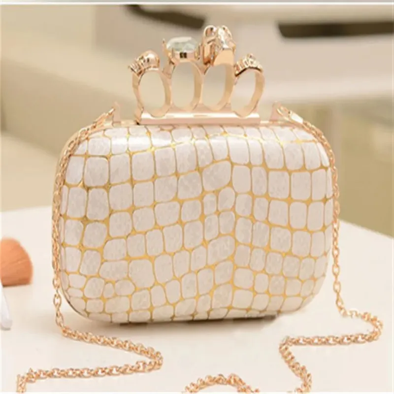 Popular Knuckle Womens Evening Clutch Designer Clutch Handbags leather Gold Purse Online Skull Wild Luxury Party Shouldes bag