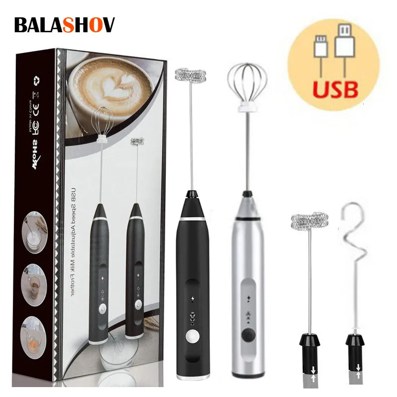 Other Kitchen Tools Electric Milk Frothers Handheld Wireless Blender USB Mini Coffee Maker Whisk Mixer Cappuccino Cream Egg Beater Food 230329