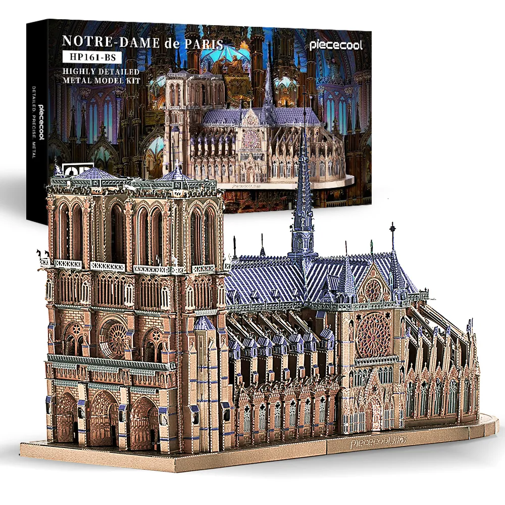 3D головоломки кусочны металлические джигсава Нотр -Дам Собор Париж DIY Модельные наборы для взрослых подарки на день рождения 230329