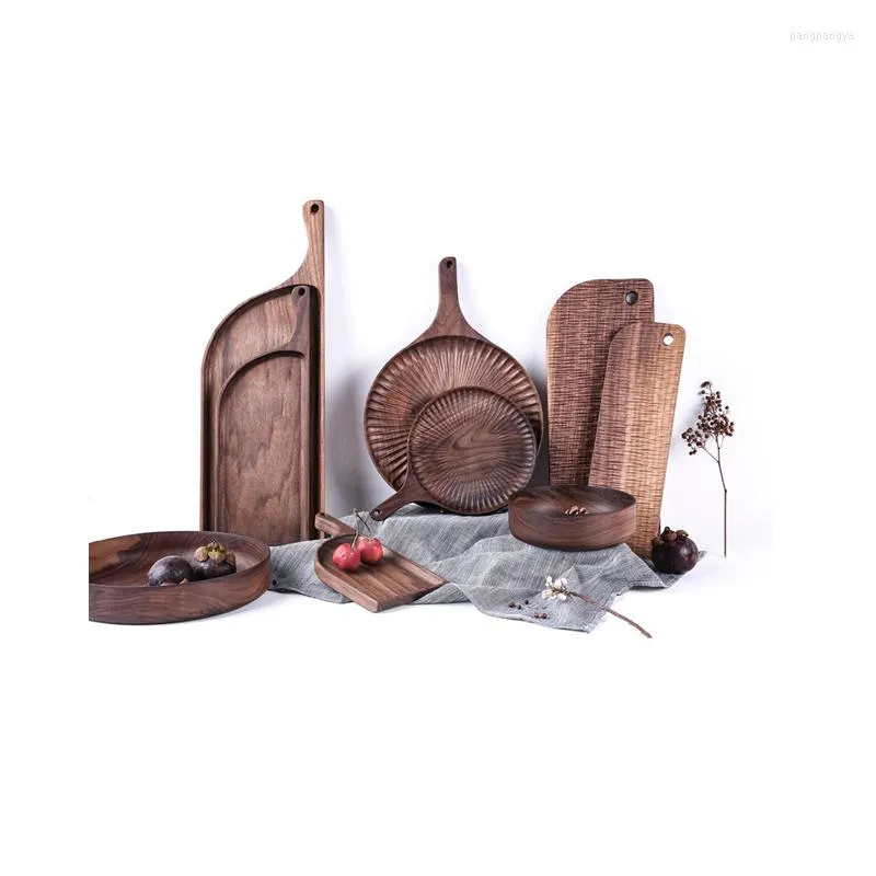 Dinnerware Sets Kitchen Furniture Pography Props Serving Utensils Hand-carved Wooden Plates Bowls