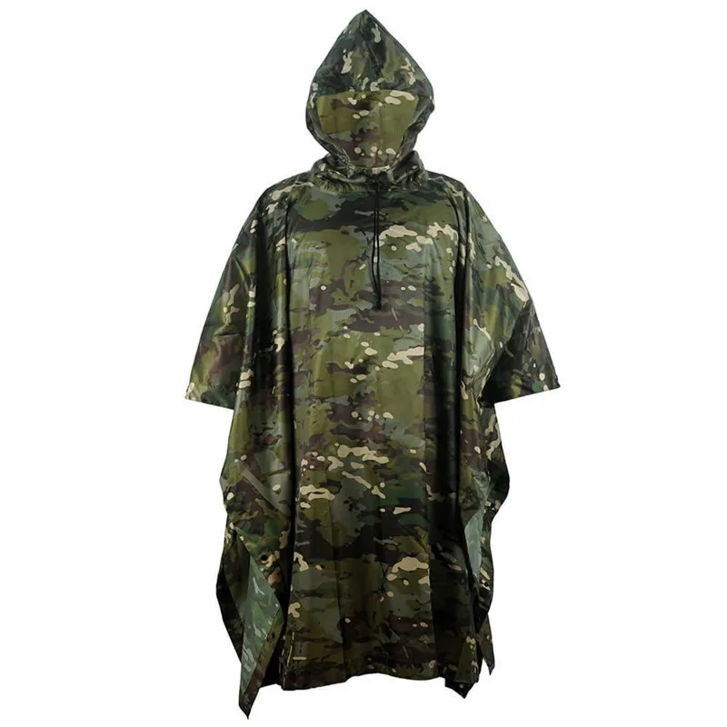 يرتدي المطر معطفات المطر معطف المطر غير القابل للتخليص العسكري في الهواء الطلق تكتيكيًا لخيم المطر المشي لمسافات طويلة.