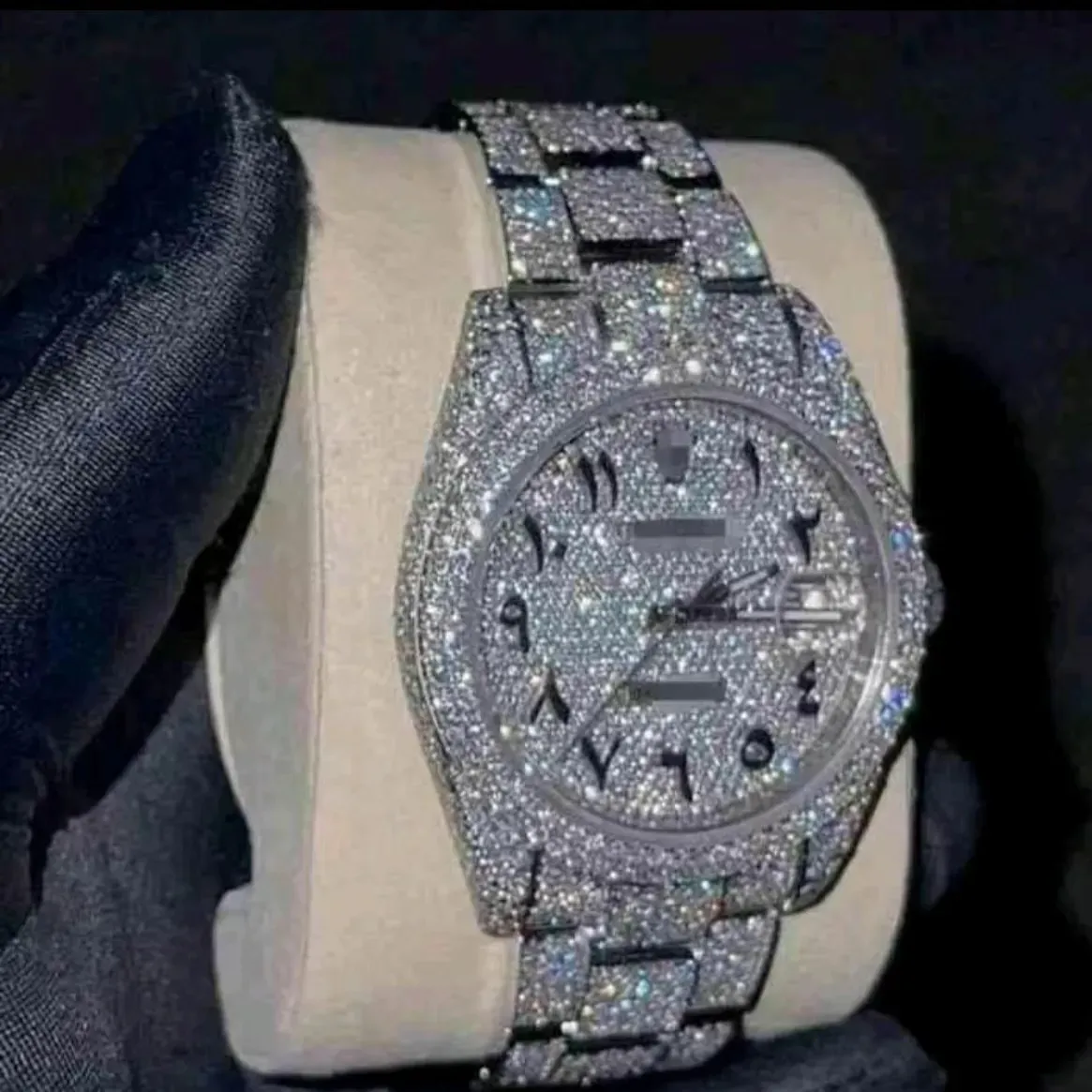 montre-bracelet pour hommes moissanite Mosang pierre diamant montre personnalisation peut passer le tt de la montre étanche à mouvement mécanique automatique pour hommes C7 A1
