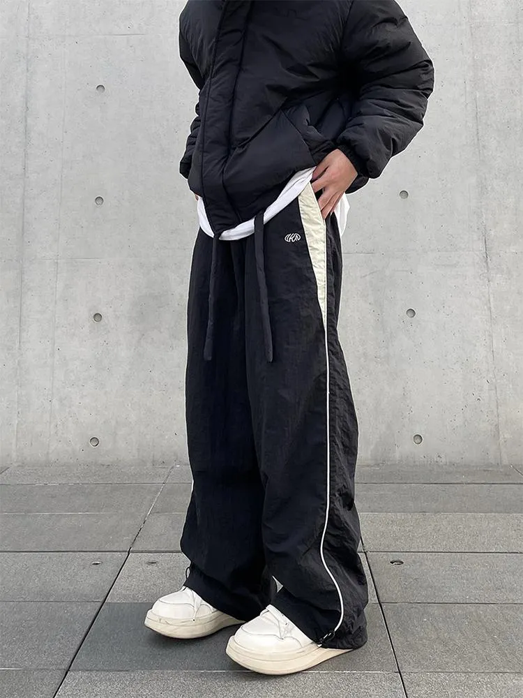 بنطلون رجالي فضفاض غير رسمي للرجال عتيق بنطلون هيب هوب كبير الحجم Harajuku Streetwear Sweatpants أسود بنطال ذو قصة أرجل واسعة للرجال