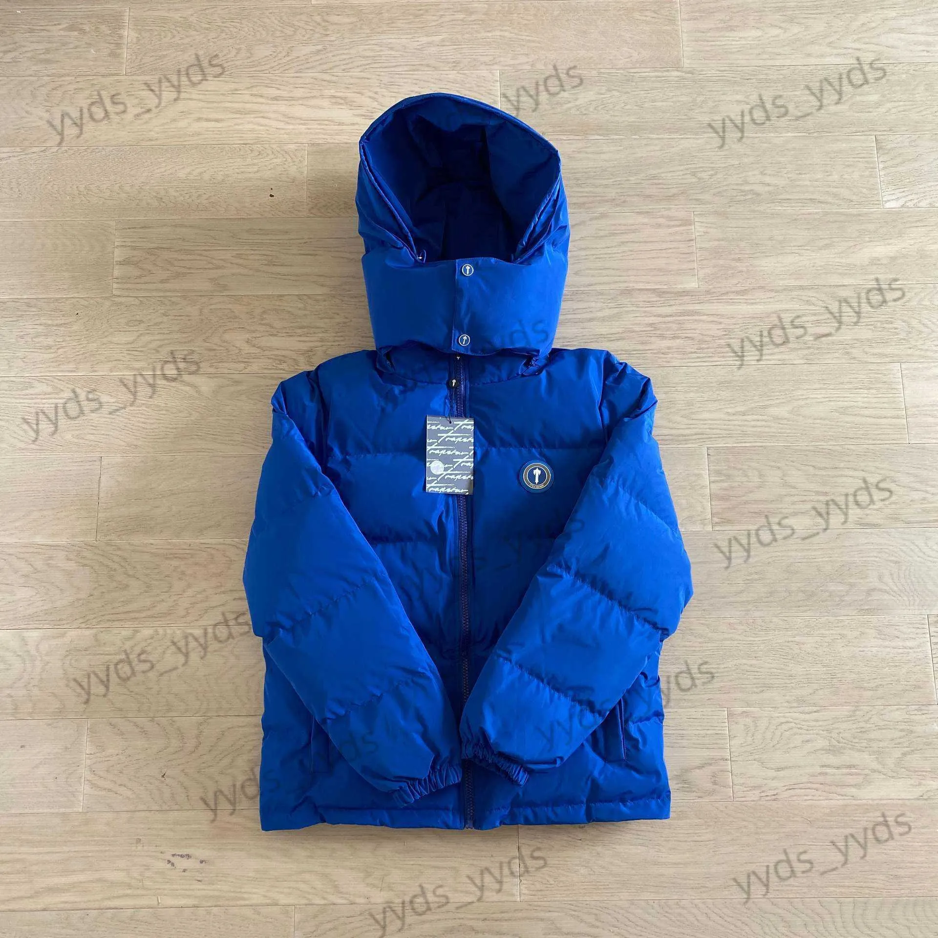 Men's Down Parkas Winter New Trapstar Dark Blue Cotton Coat Thickened Hat Removable Jacket Coat Versatile Couple Style T230329