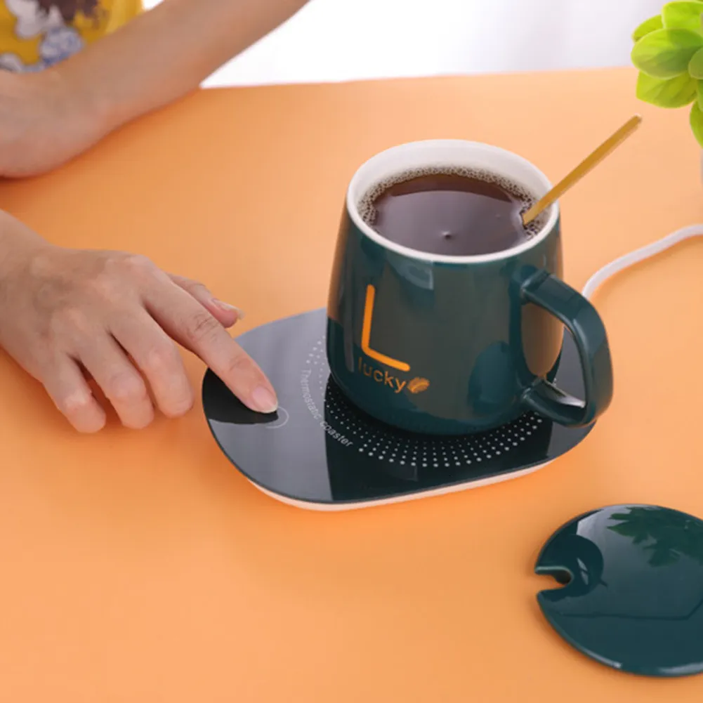 Autres outils de cuisine Coaster chauffant électrique tasse à café tasse chauffante USB alimenté pour le bureau à domicile tapis chauffant au thé au lait 55° thermostatique 230329