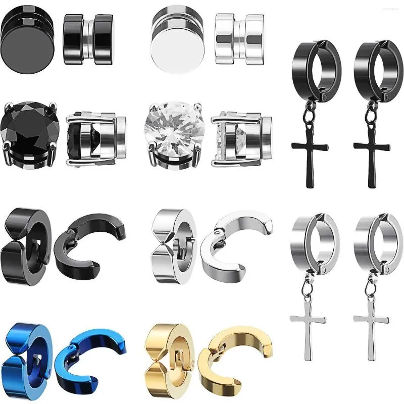 Ohrstecker, 6/8/10 Paar, Punk-Herren-Magnet-Ohr-Set, nicht durchdringend, gefälschtes Kreuz, Geschenk für Freund, Liebhaber, Schmuck