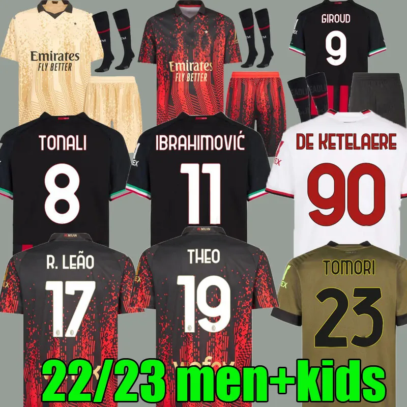 22 23 IBRAHIMOVIC KOCHE AC Milans Soccer Jerseys Special-Edition 4th 2022 2023 Giroud Tonali Theo R.Leao Romagnoli Brahim Gardien de but Men Kits Kits Adulte Full Set Sock
