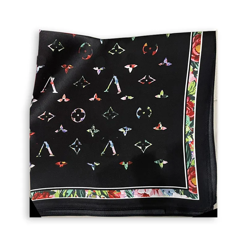 Mode Printemps Amour Marque Designer Foulards Noir Lettre Romantique Cadeau Imprimer Foulard En Soie Accessoires De Voyage De Fête Bandeau Famille