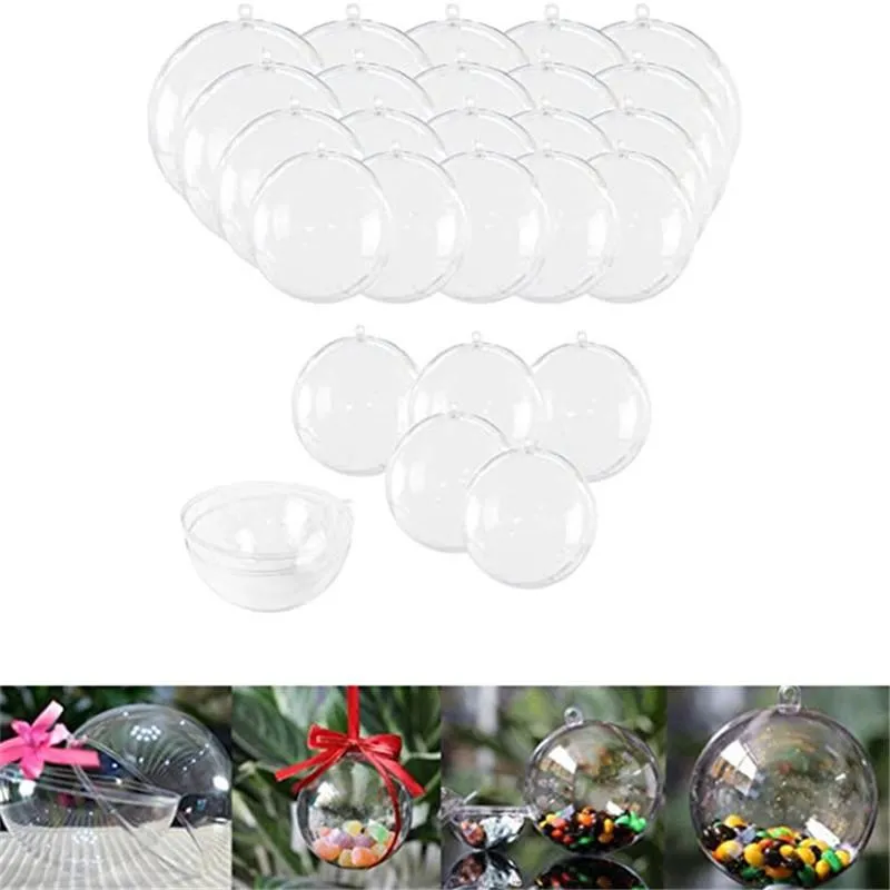 Boules en plastique transparent Ornements en plastique Boule de Noël Décoration Remplir DIY Ornement Mariage Noël Nouvel An Décoration