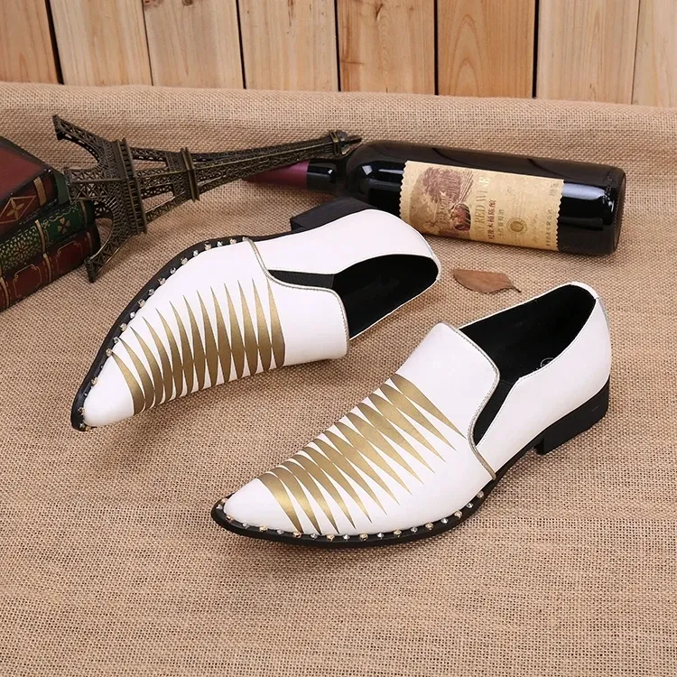 mens gold spiked dress shoes Mens Bronze Copper Multi Glitter Ultra Spike Dress Loafers Shoes After main image 0
