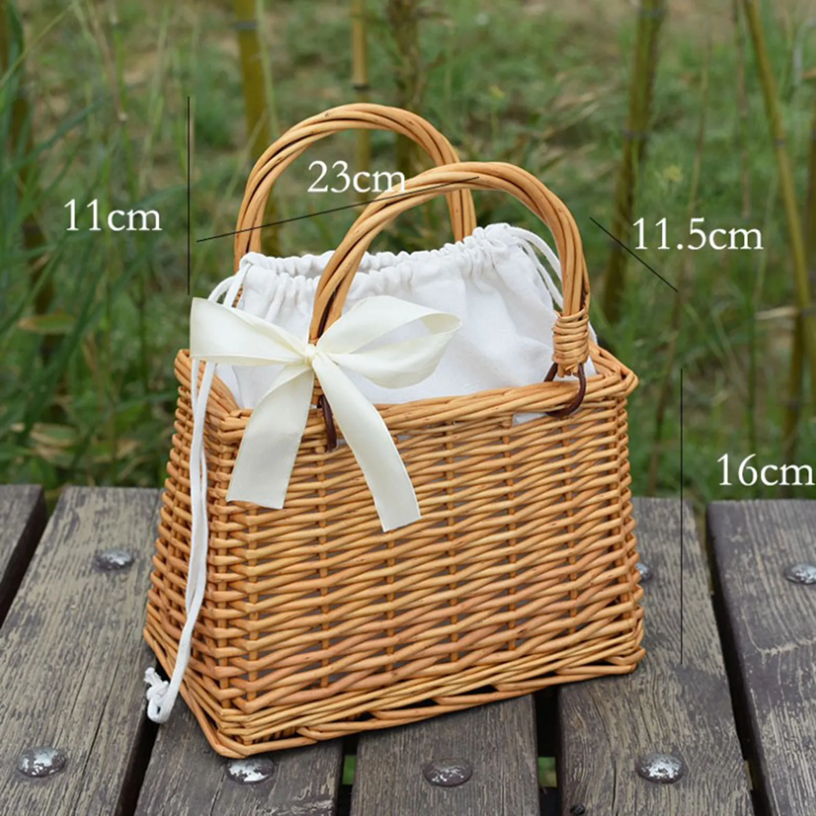 Women Straw Woven Tote Large Rattan Basket Beach Handmade Weaving Purse Handbag Home Storage Basket