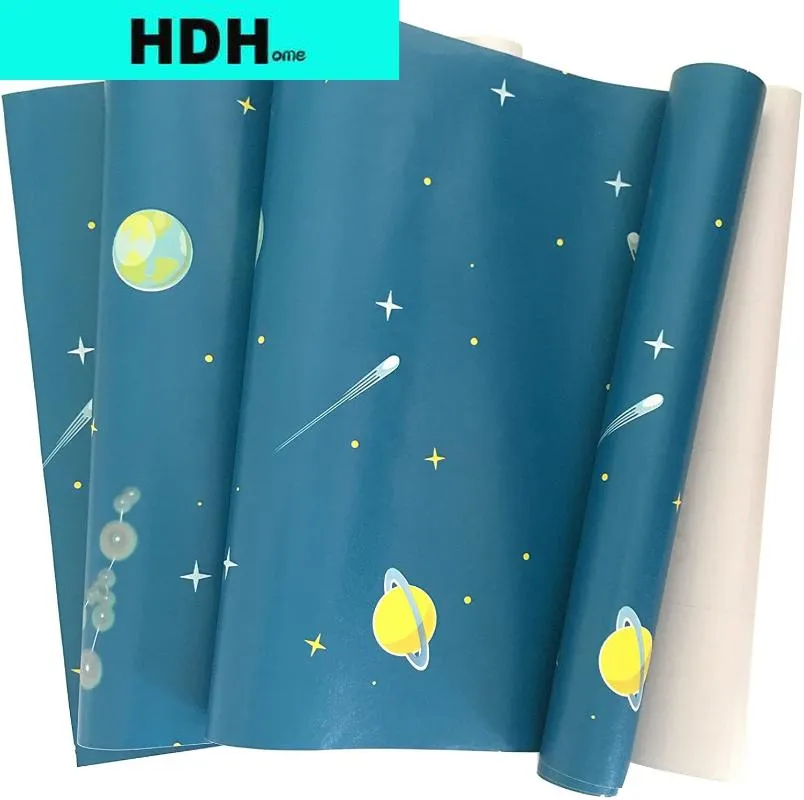 Fonds d'écran Univers Starry Space Papier peint pour chambre d'enfants Peel et Stick Décoration murale Papier de contact amovible Auto-adhésif