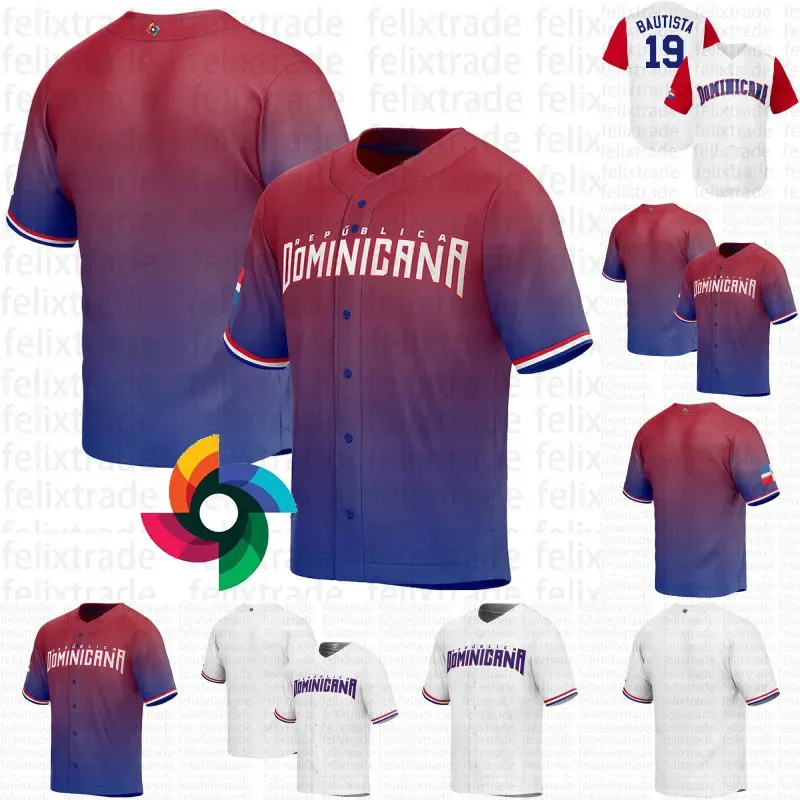 Équipe République Dominicaine 2023 World Baseball Classic Jersey WBC Juan Soto Ketel Marte Wander Franco Jeremy Pena Rafael Devers Willy Adames Ma