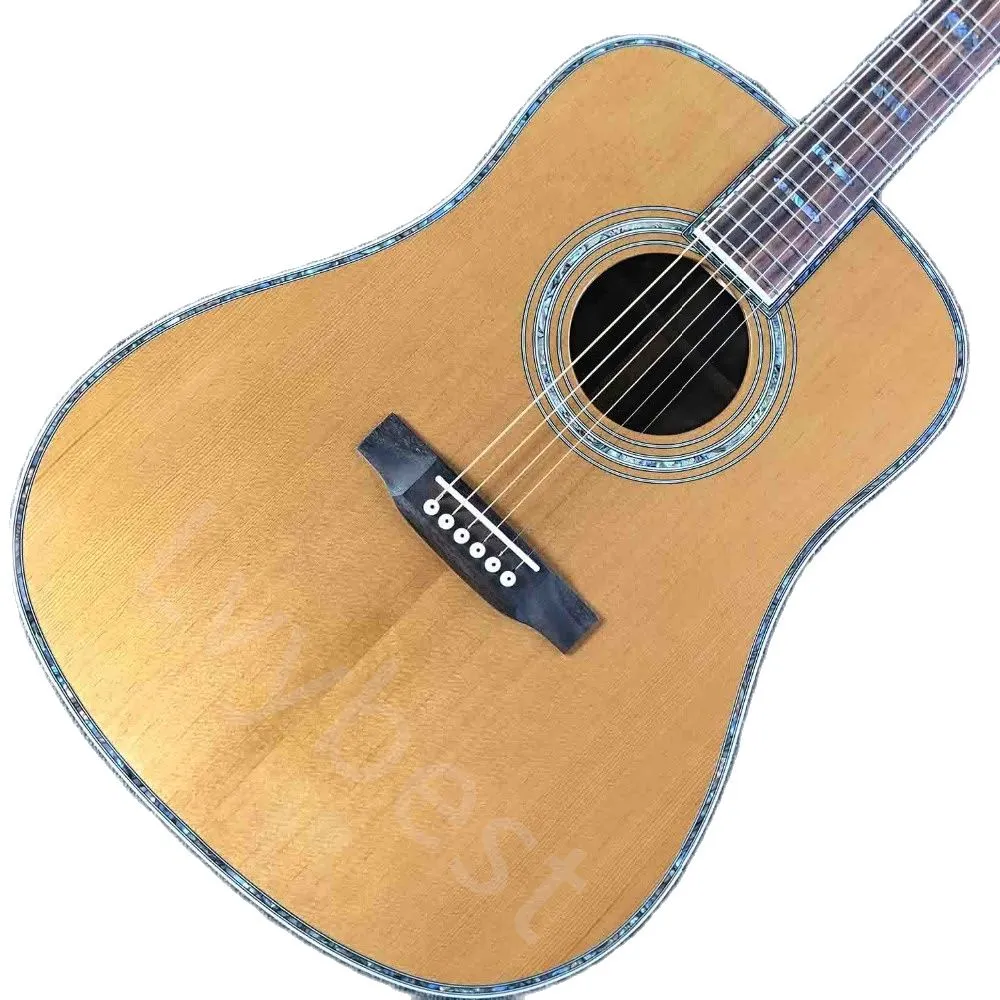 LVYBEST Custom Solid Spruce Cedar Top D45LC Dreadnought Classic Acoustic Guitar z Pickup 301