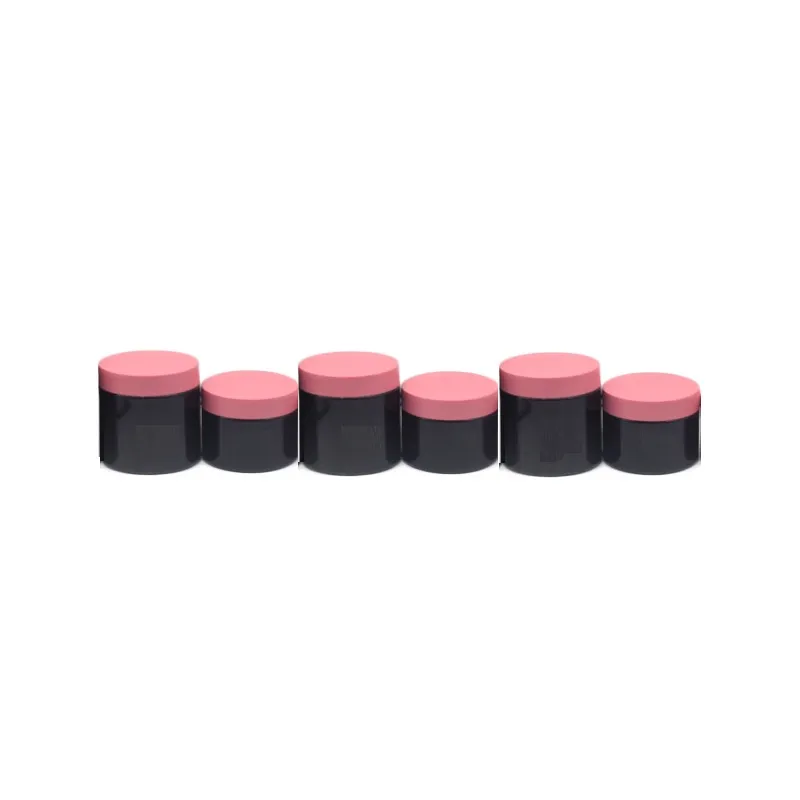 PET Glossy Black Eye Cream Jar Packaging Bottle Matte Pink Plastic Lid Cosmetic Container Portable Empty Skincare Facial Cream Pot 30G 50G 80G 100G 120G 150G 200G 250G