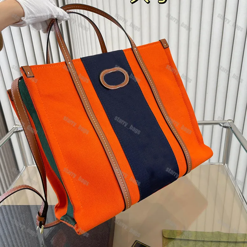 Fashion Canvas Tote Bag With Striped Ribbon Large Capacity Totes Shopping Bag Interlocking Letter G Crossbody Bag Bookbag Briefcase Handbag