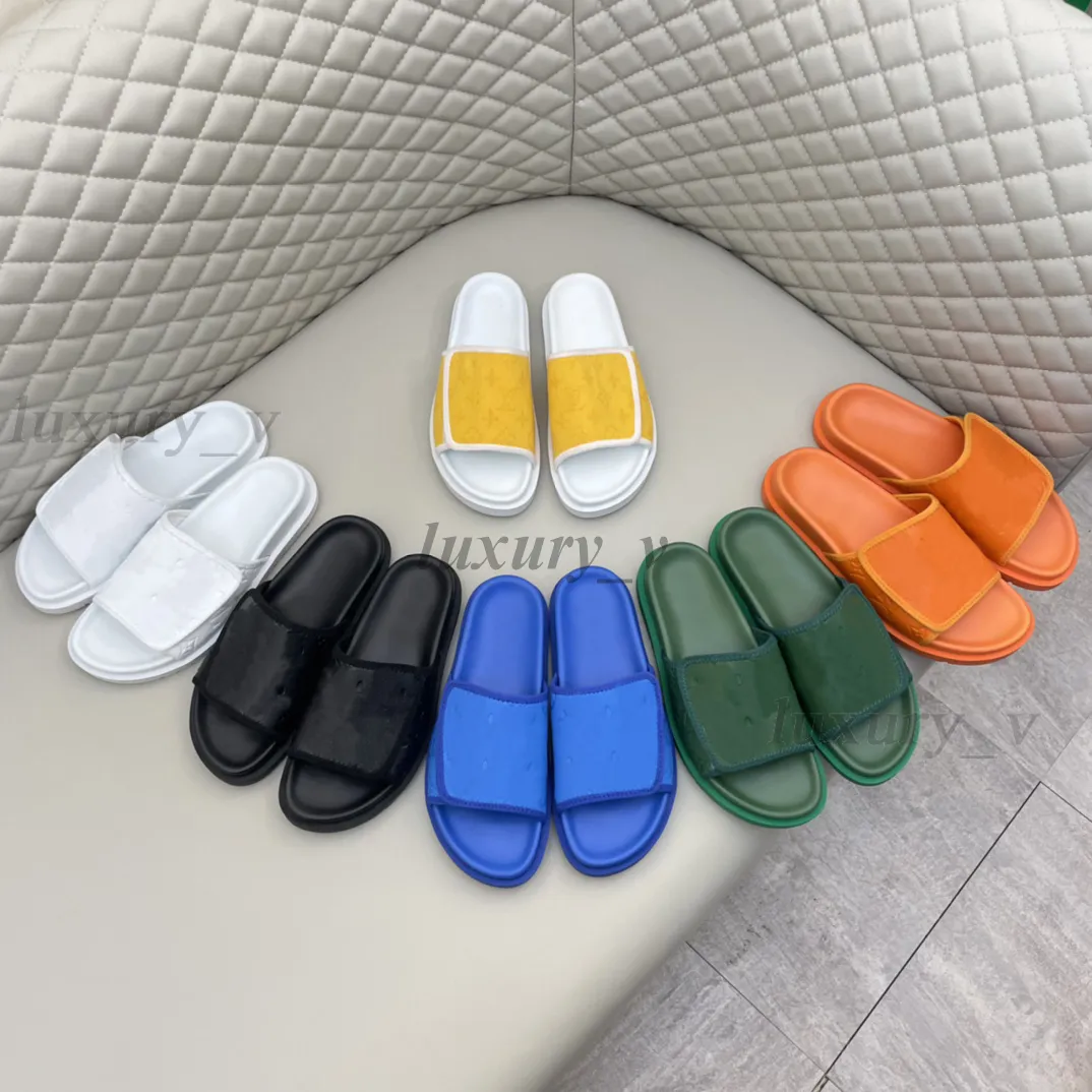 Designer Men Slippers MIAMI Flip-flops Pool Pillow Comfort Miami MULE Sandals Calfskin Slides Bom Dia Flat Mules Summer Beach Slipper