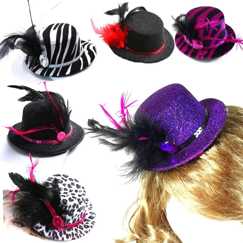 Partyhüte Spaß Haarspange Top Hat 50% Rabatt für 3pcs Hochzeitsbevorzugung Braut Brautjungfer Geburtstag Babyparty Disco Fashion Event Supplies