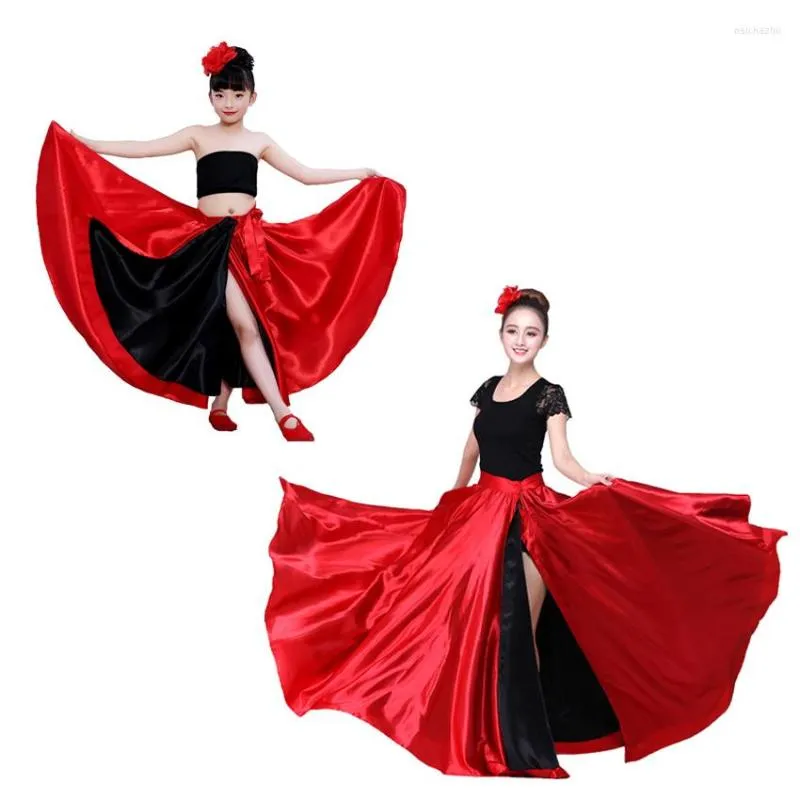 Stage desgaste vermelho One Padat Spanish Flamenco Rok renda feminino Costume de dança 360-720 Garotas Garotas Mãe Gaun Princesa