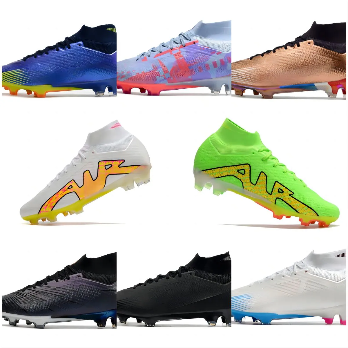 Chaussures de football Football White Bonded Barely high SHOES Assassin Green Mbappe Pack Cleat Cleats Zooms Mercurial Superfly Blueprint Fg Cristiano taille 39-45 avec boîte