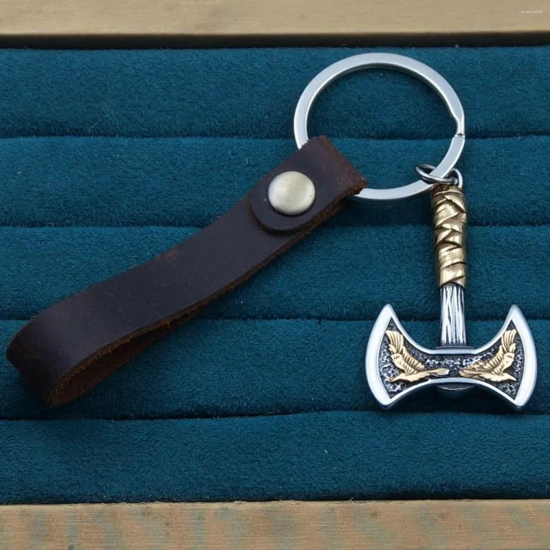 Keychains 1pcs Vintage Stainless Steel Viking Axe Pendant Keychain Men Keychai